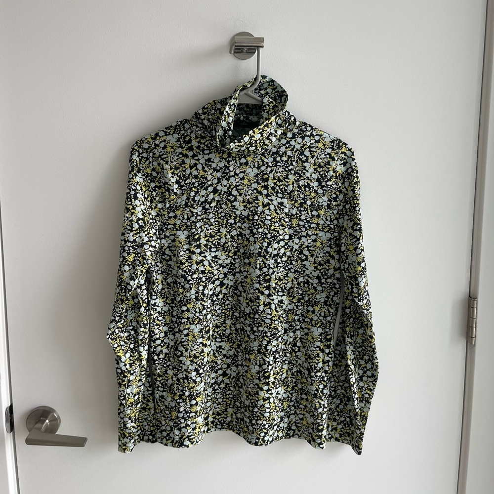 J Crew Black and Yellow Floral Turtleneck